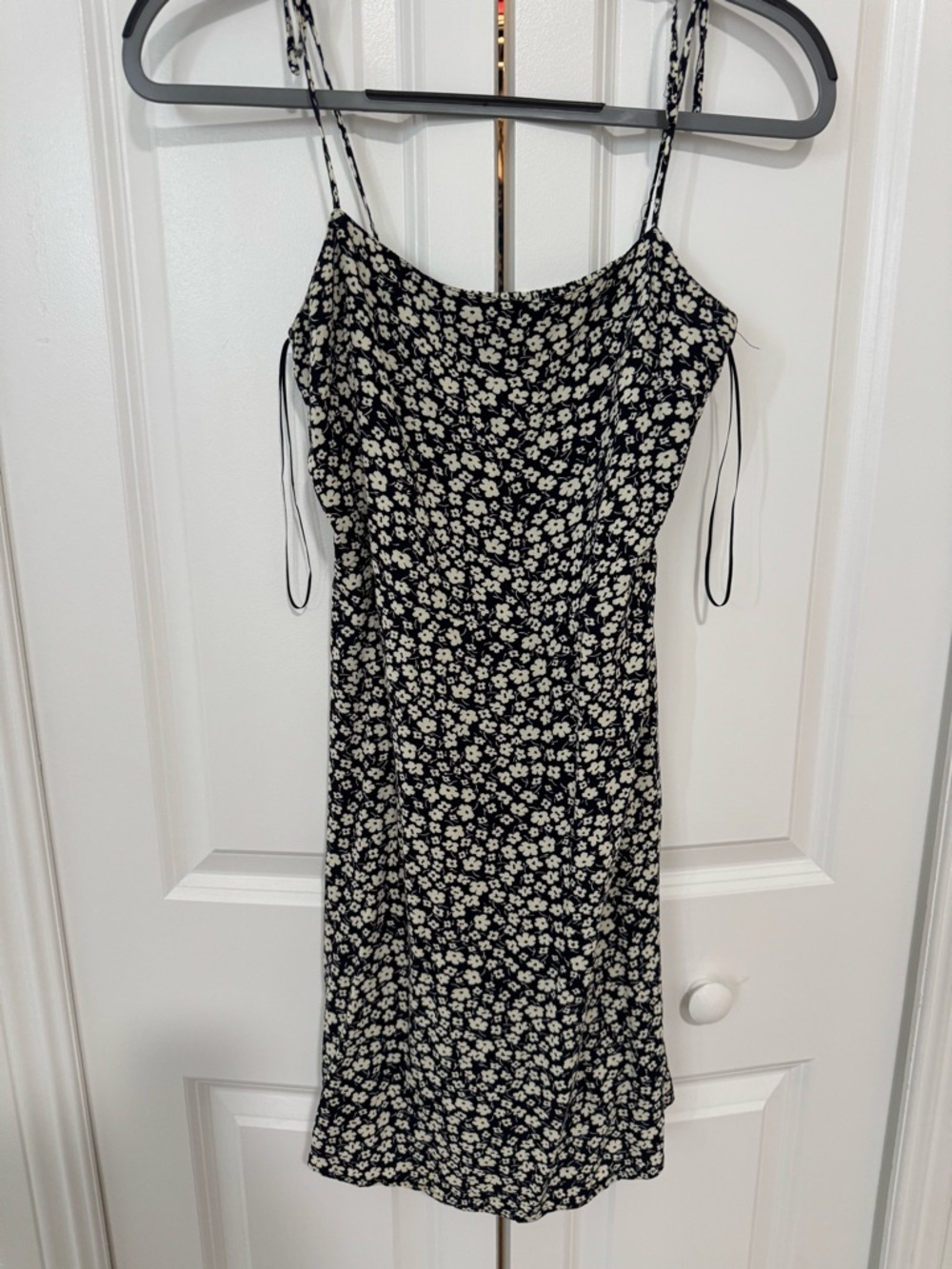Mango Black Mini Dress with Cream Daisy Print